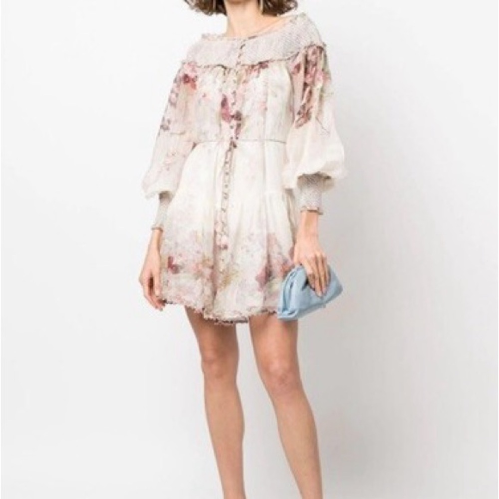 Zimmermann Dancer billow mini silk cotton dress